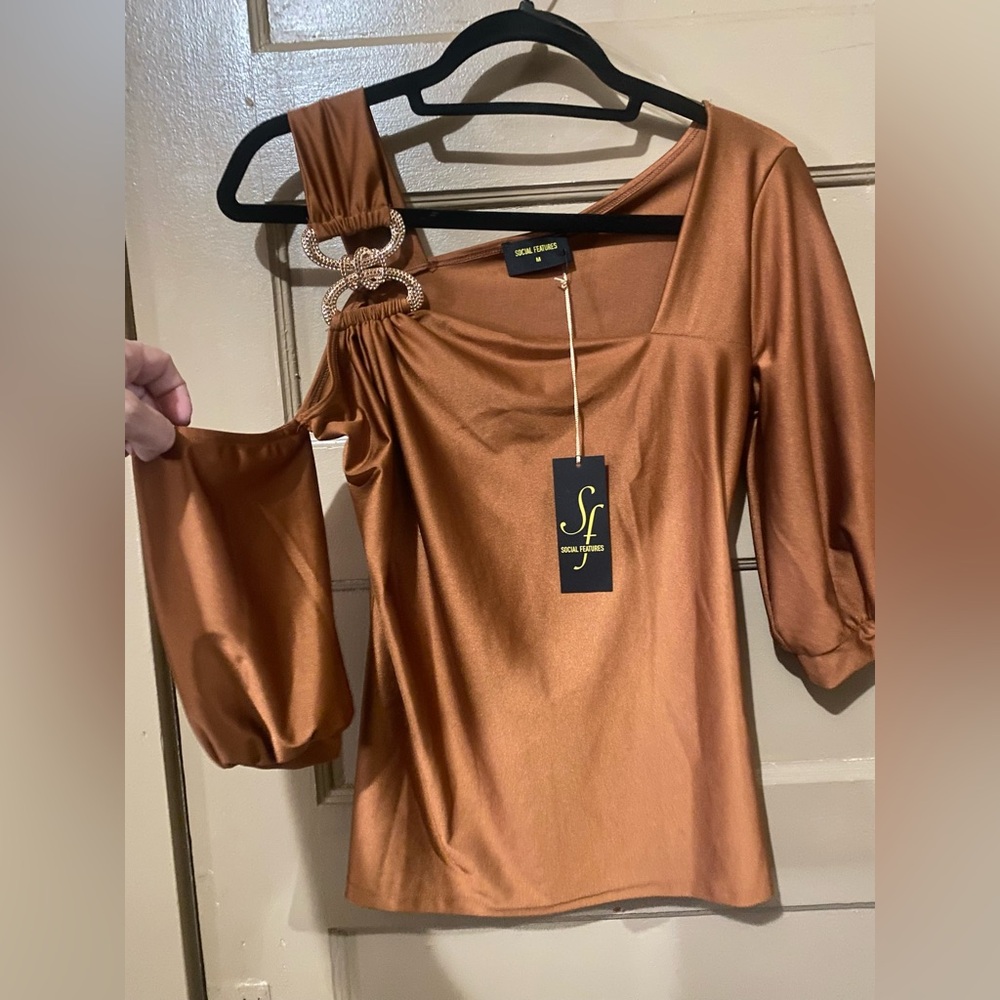 NWT Rust color off shoulder blouse. Size M.